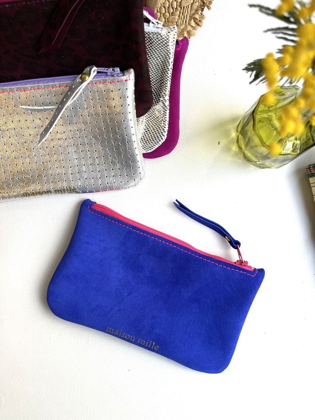 Pochette zippée cuir souple