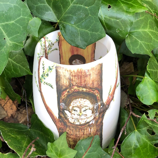 Owl upcycled ceramics