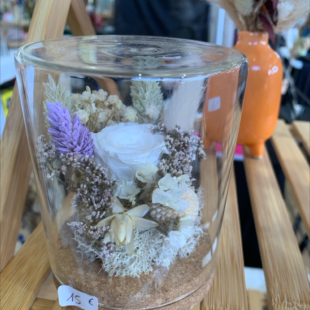 Cloche verre mauve et blanc