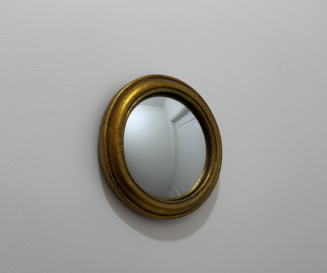 Antiqued Gold Rounded Framed Convex Mirror – Medium Wall Accent