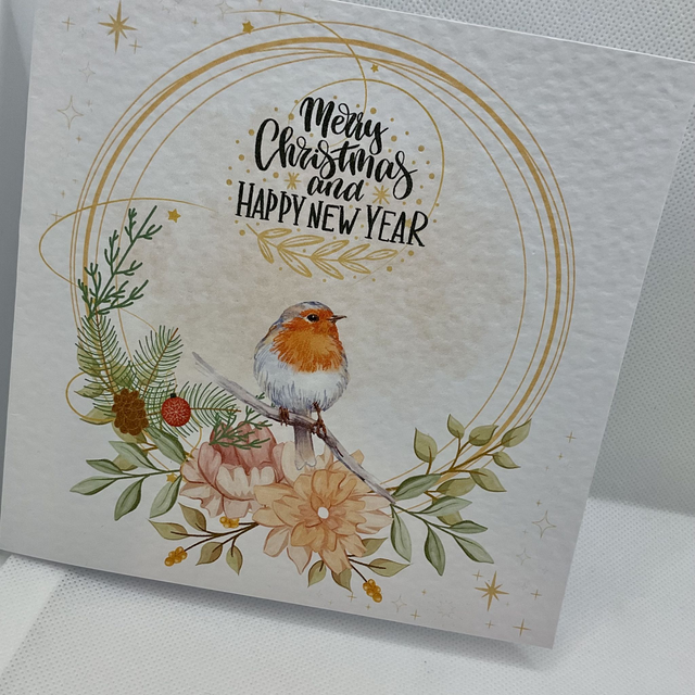 Beautiful Robin card. Christmas card. Fully customisable.