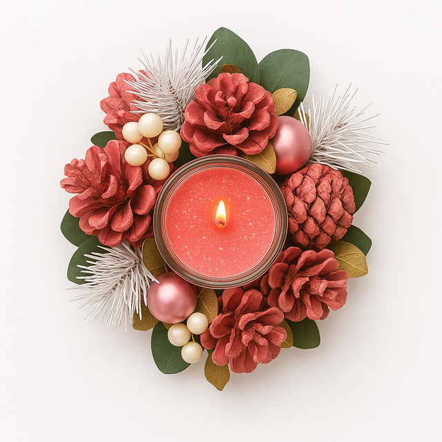 Pink Small Wreath with Scented Candle 