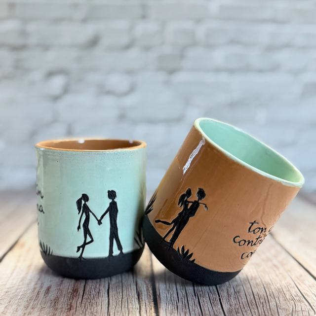 Duo de gobelets “ta main dans ma main.. ton coeur contre mon coeur”