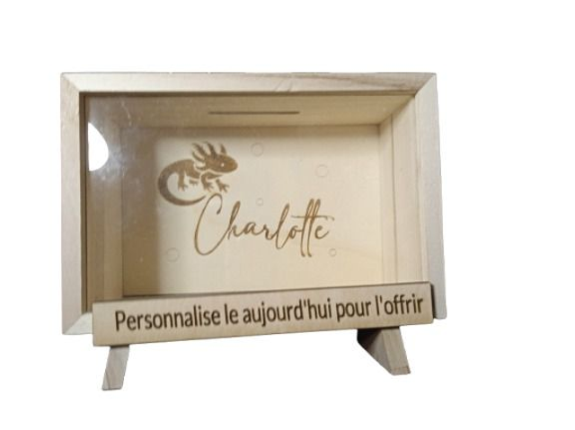 Tirelire en Bois avec Devant en Plexiglas – Personnalisable 