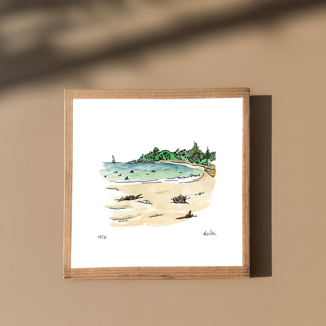 Fogeo Beach Art Print – Watercolor of Rhuys Peninsula, Brittany
