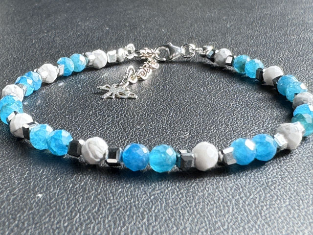 Bracelet « L’essenCiel » Hématite, Howlite et apatite argent 925
