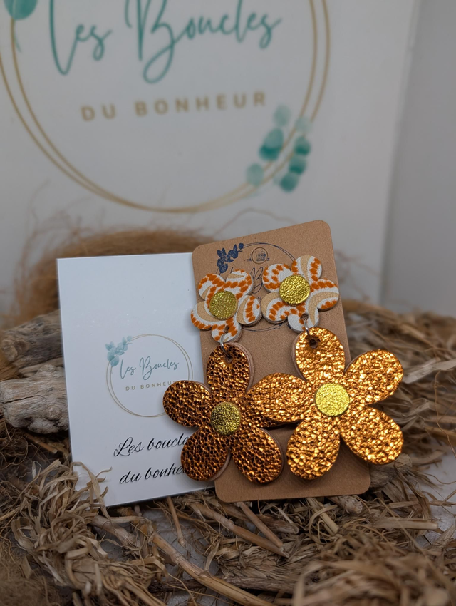 Boucles d'oreilles Marguerite orange m636