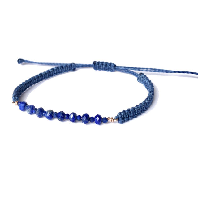 Bracelet micro-macramé, Lapis-Lazulis naturels