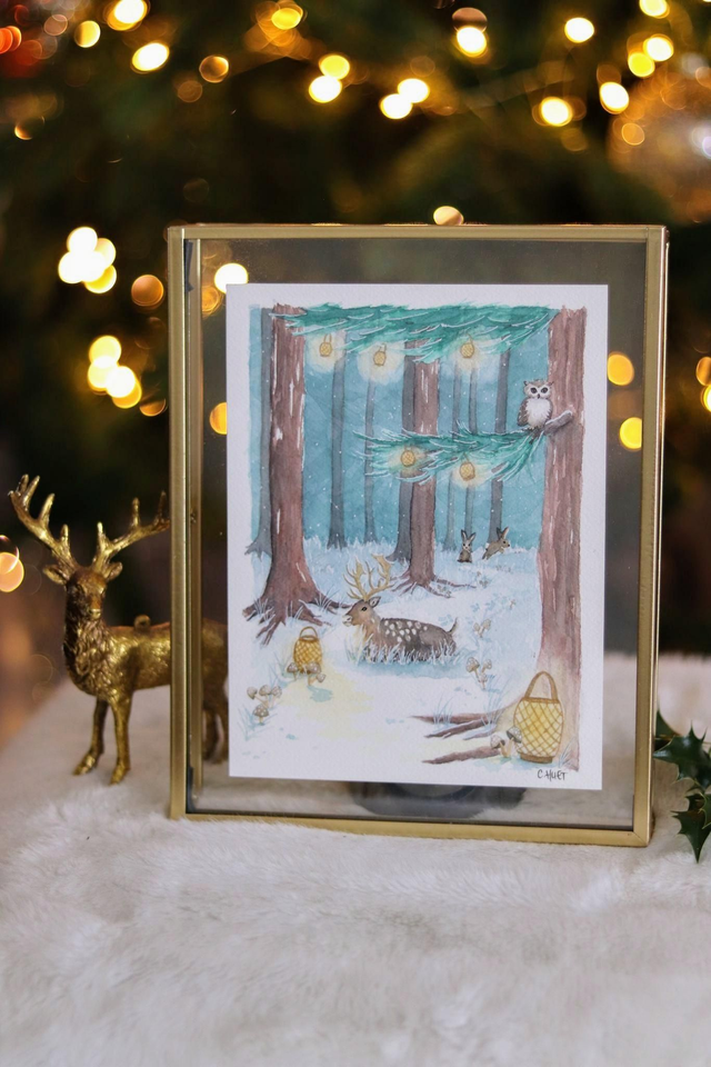 Tirage d'art forêt enneigée, Collab Miss Suzette x Clemence Huet !