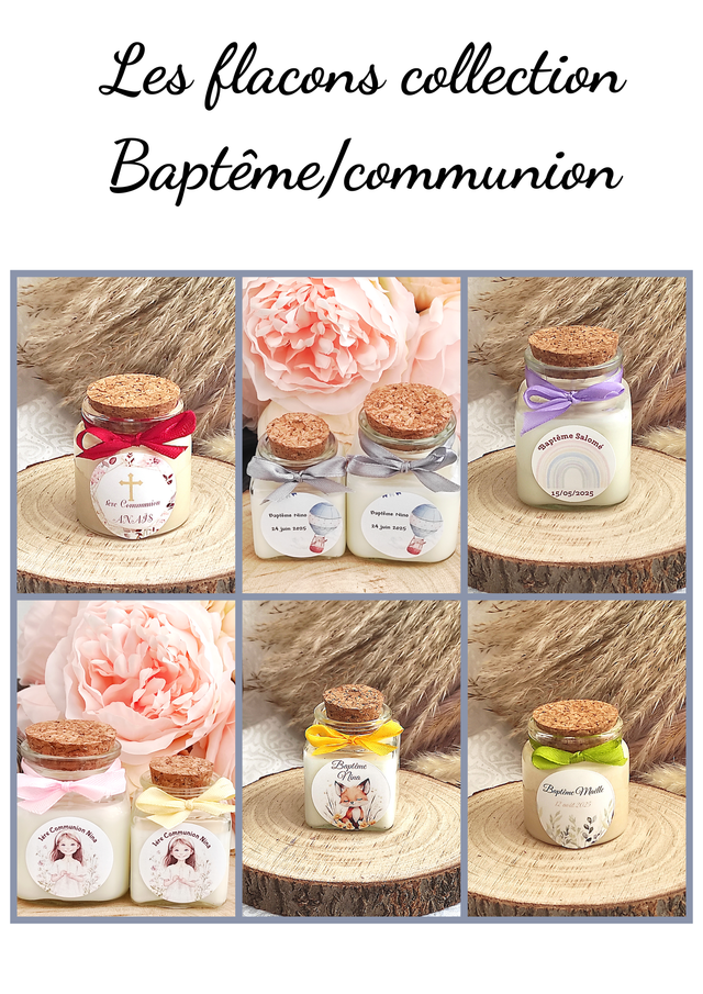 Bougie flacon cadeau invités baptême