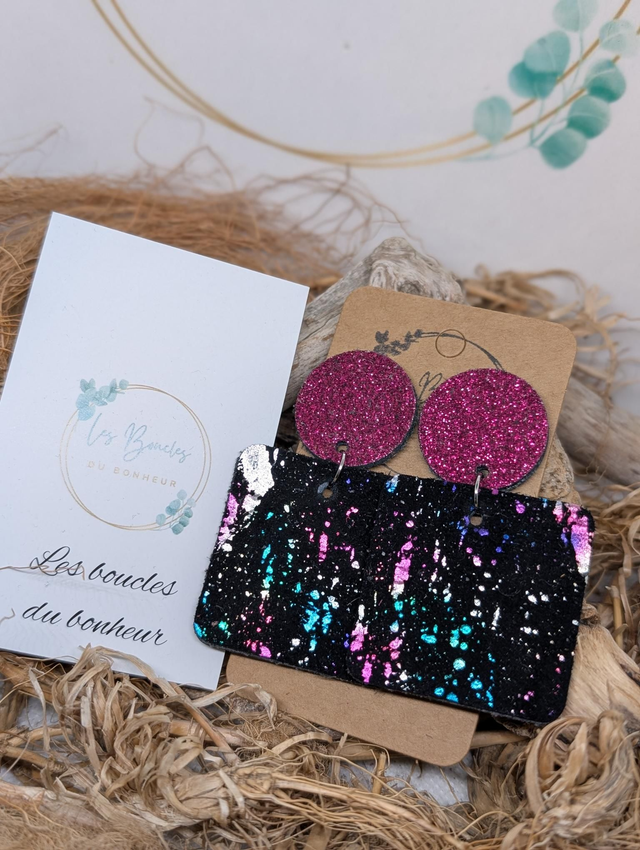 Boucles d'oreilles Perrine noir peinture p014