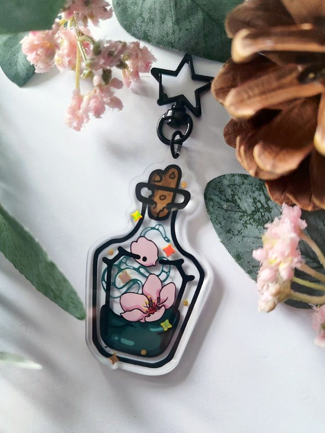 Gold Holographic Potion Bottle Keychain