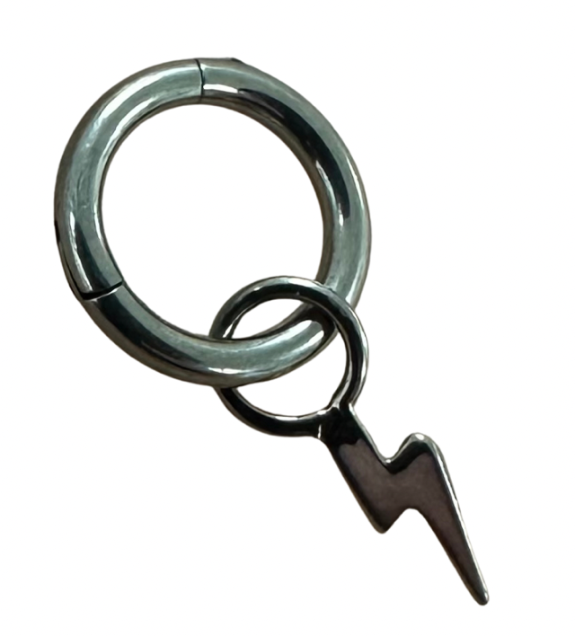 Titanium Mini Lightning Bolt Charm for Hoops