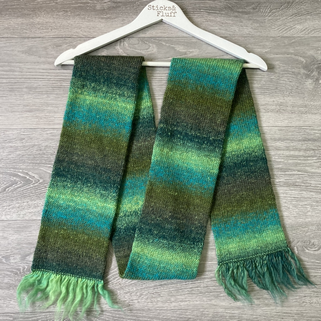 Hand-knit scarf - Shades of Green
