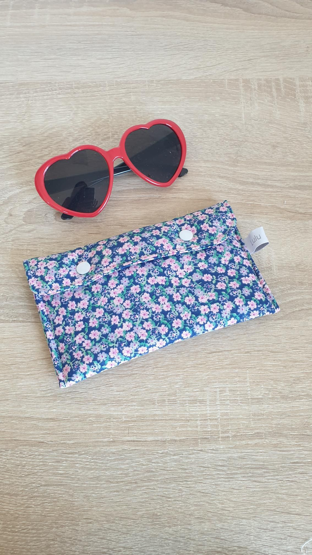 Etui à lunettes ou à téléphone fleuri bleu 