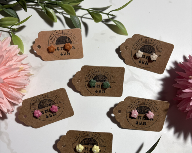 Handmade Flower Clay Studs