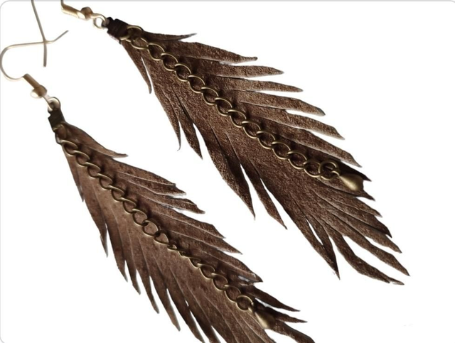 Boucles d&#039;oreilles croûte de cuir véritable recyclé 