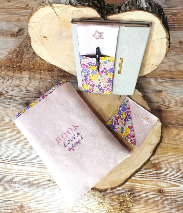 ✨Ensemble Book Lover Rose ✨ Pochette à livre - Porte-Stylo - Marque-page