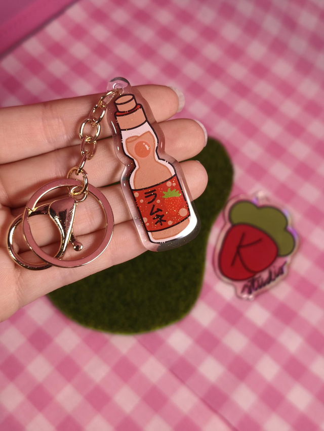 Strawberry Ramune keychain