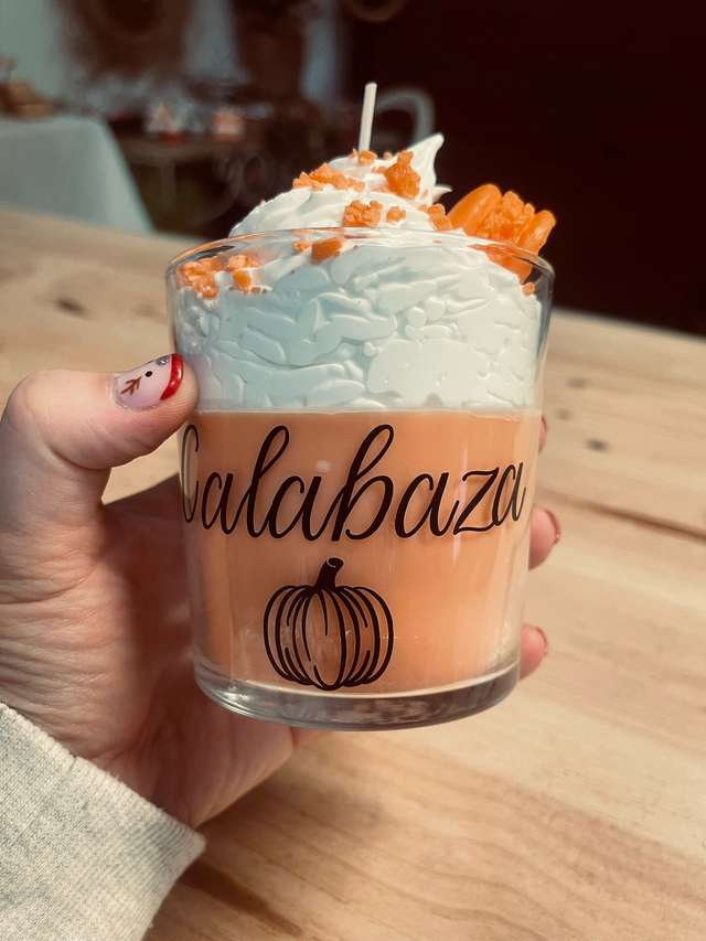 Vela postre calabaza (vaso serigrafiado)