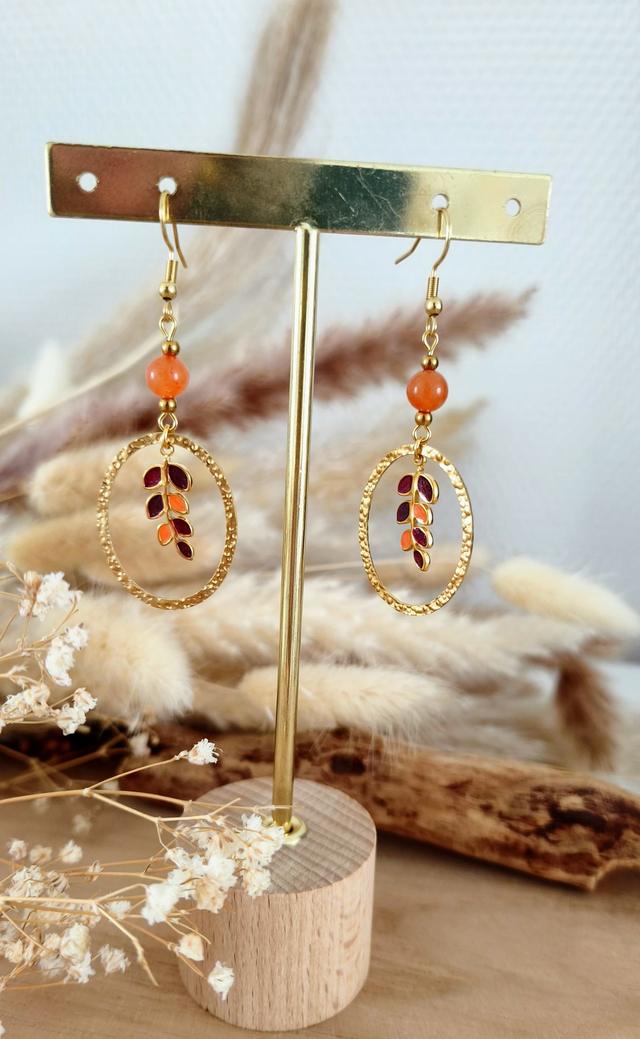 A Boucles d'oreilles Aventurine orange