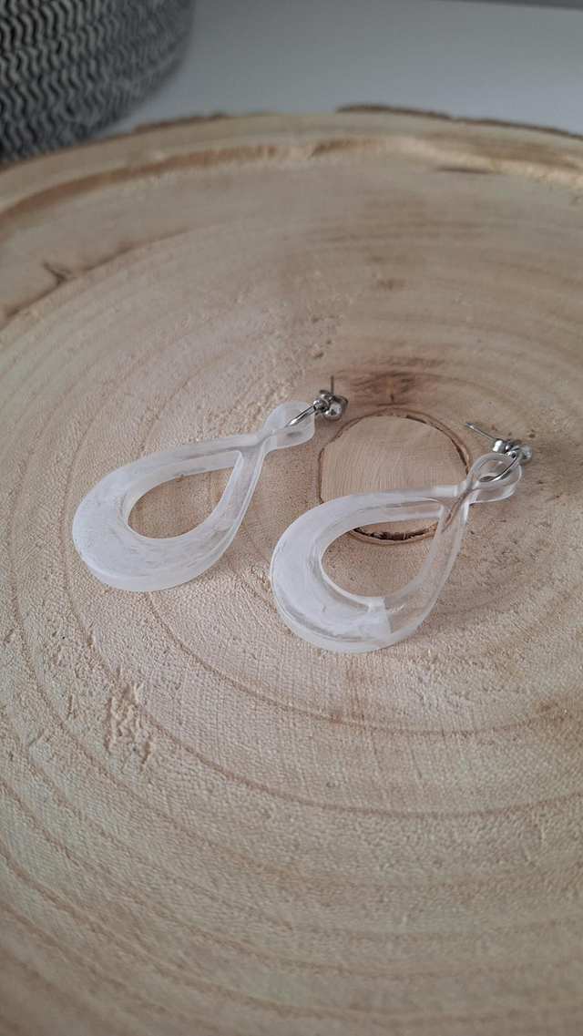 Boucles d&#039;oreilles infinis transparents avec effets blancs