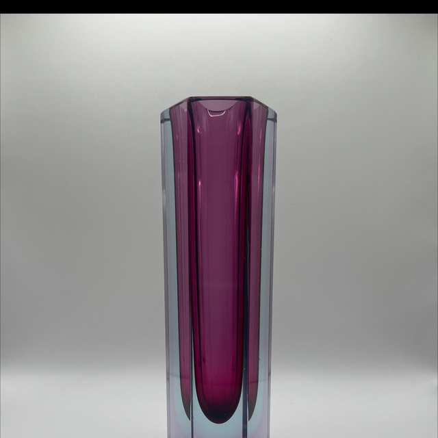 Faceted Vase – Pink Glass Encased in Clear