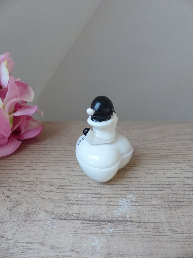 Ancienne Boîte à Dents de Lait Coeur avec Petit Pierrot, Clown, Arlequin en Porcelaine Fabriquée à Taïwan, Cadeau pour bébé, enfant