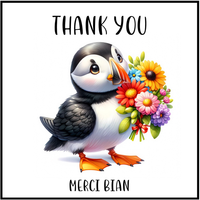 100 CARD - OCCASION THANK YOU PUFFIN BOUQUET 1
