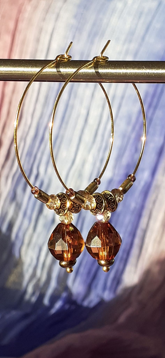 Krees Boucles d'oreilles créoles ocre brun