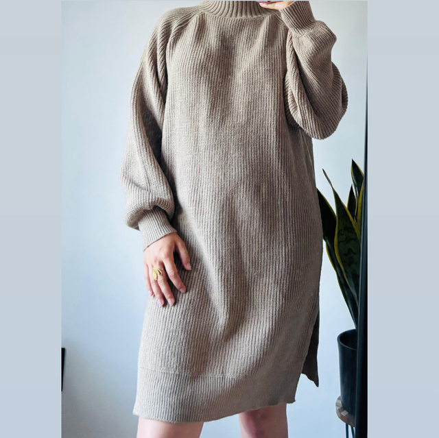 Beige coltrui jurk 