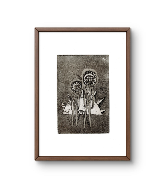 Spirits of the sun etching 2 10x15cm brown