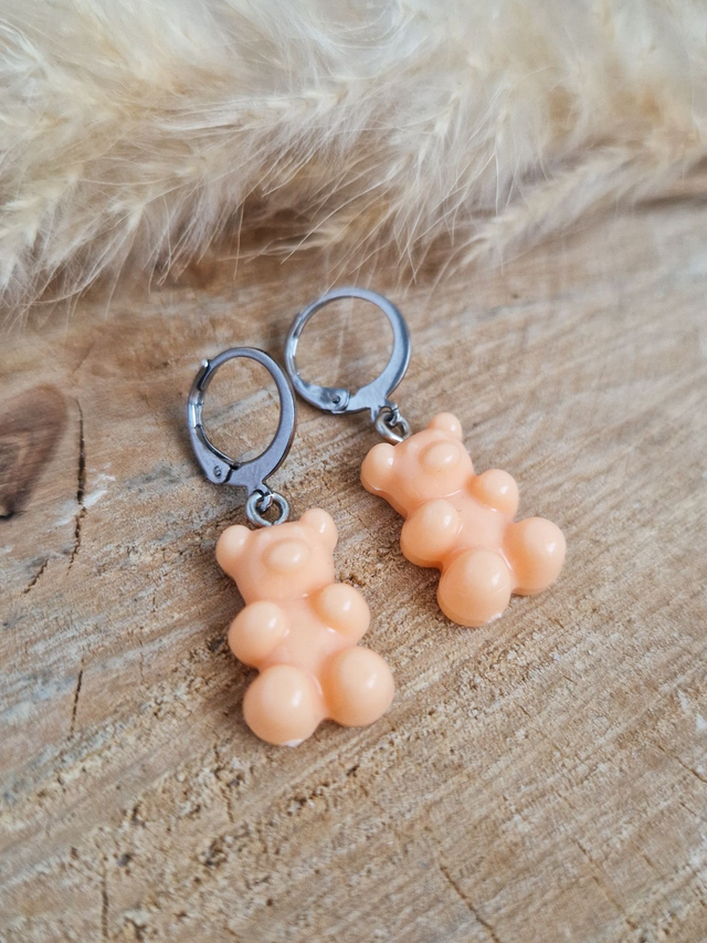 Boucles d'oreilles "Oursons" - Modèle orange clair
