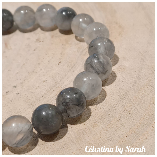 Bracelet Quartz Gris 8mm Taille Homme