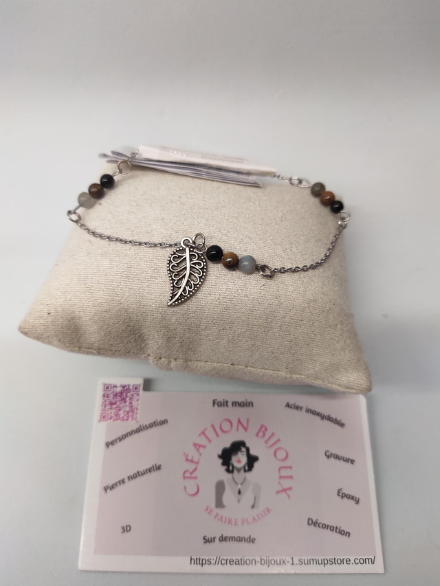 Bracelet labradorite, oeil de tigre,  tourmaline