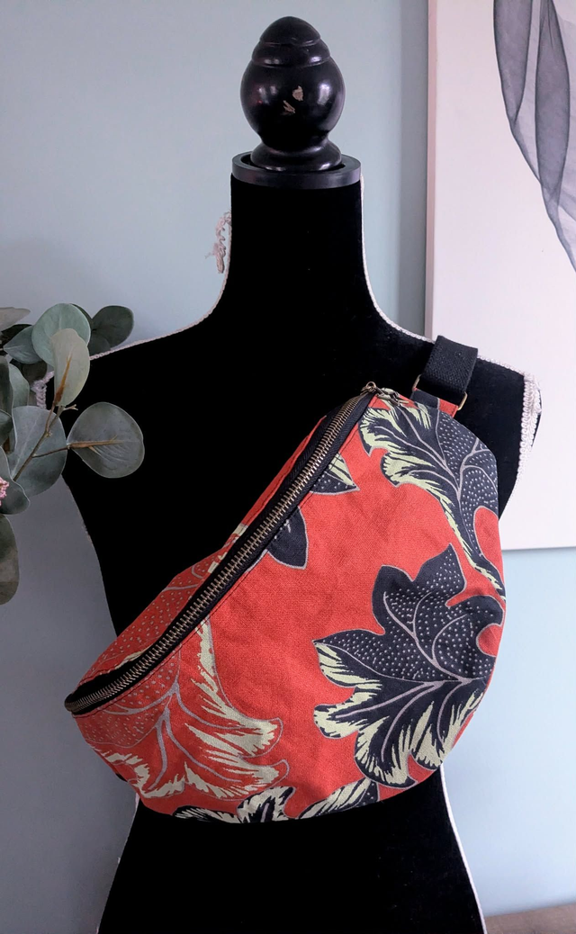 Sac banane grand modèle fleuri rouille