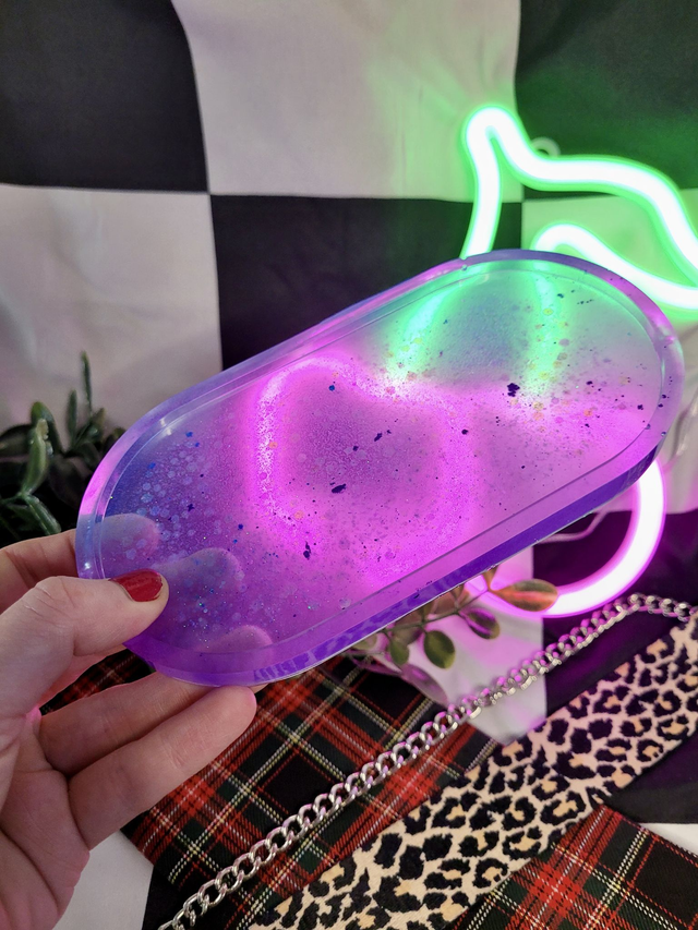 Trinket Tray - Purple &amp; Blue Ombre Glitter