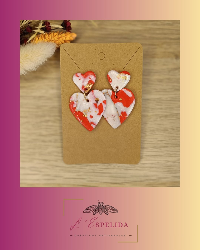 Maxi coeur rouge, blanc et doré N1