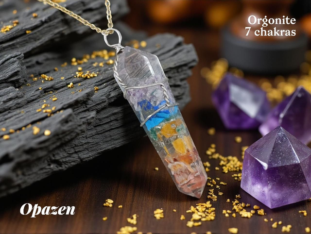 Pendentif orgonite 7 chakras