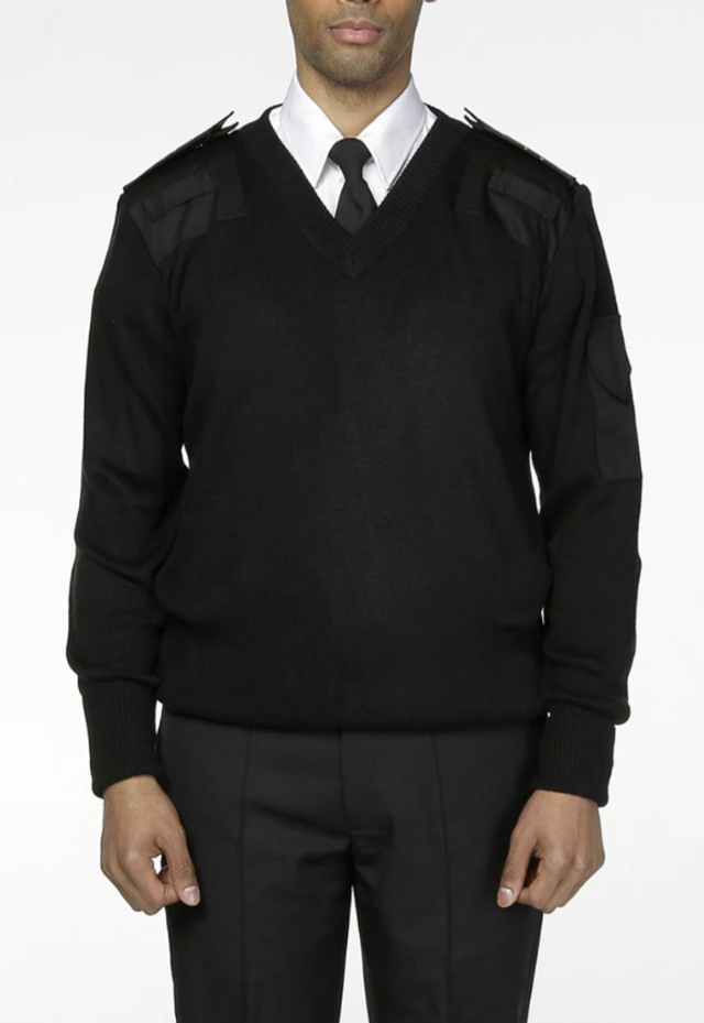 Unisex Black V-Neck Jumper