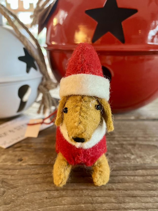 Felt Santa Dog Hanging Decoration