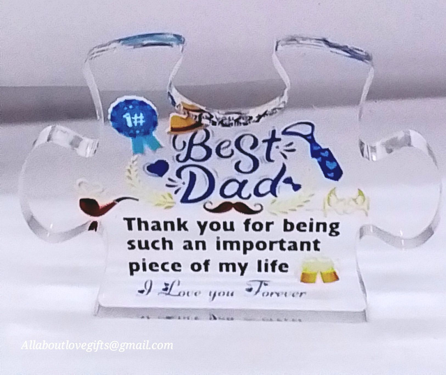Dad Acrylic Puzzle Piece Freestanding Plaque.