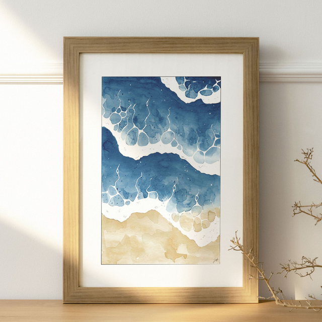 Affiche A4 - Bord de Mer - Bleu