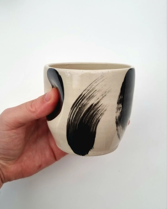 Black Brushstrokes Dimpled Tumbler
