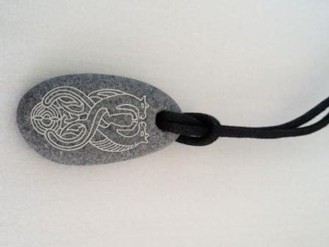 Pebble Pendant - Facing Beasts
