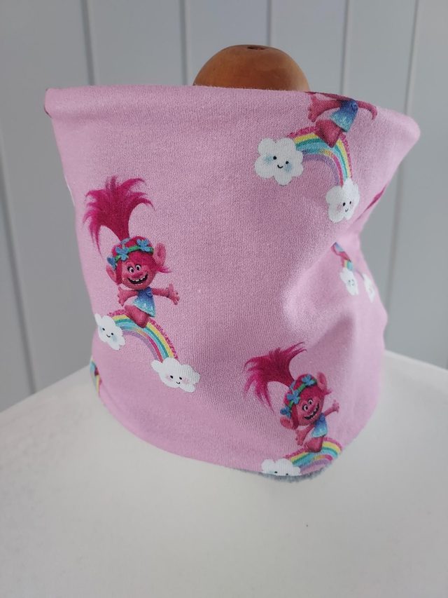 Troll Neck Warmer, Snood with Light Grey Fleece,