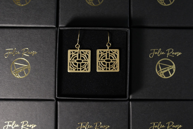 Paris  Champ de Mars / Tour Eiffel | Boucles d&#039; oreilles carré | Laiton | Dedale 