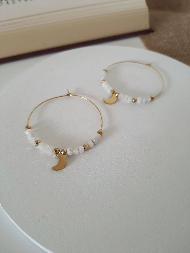 Boucles d&#039;oreilles Pierre de lune - Clair de lune
