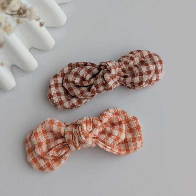 Barrette Noeud Romane pince crocodile vichy