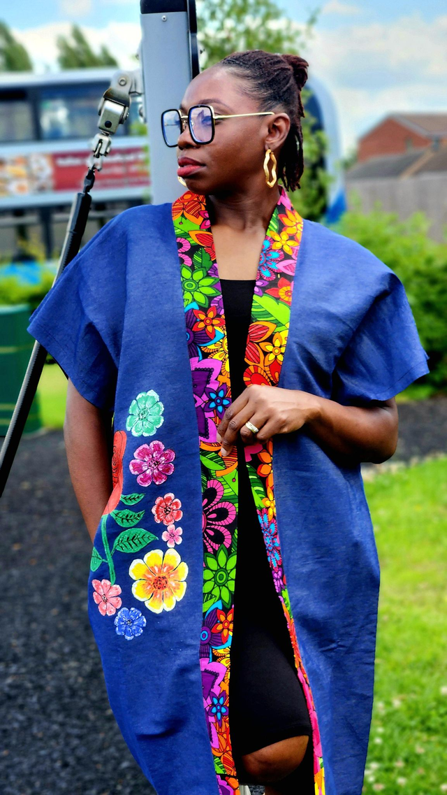 Denim Hand-painted Kimono